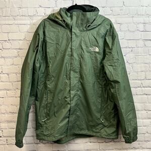 The North Face Men's Venture 2 Rain Jacket Lightweight Green Hooded Large